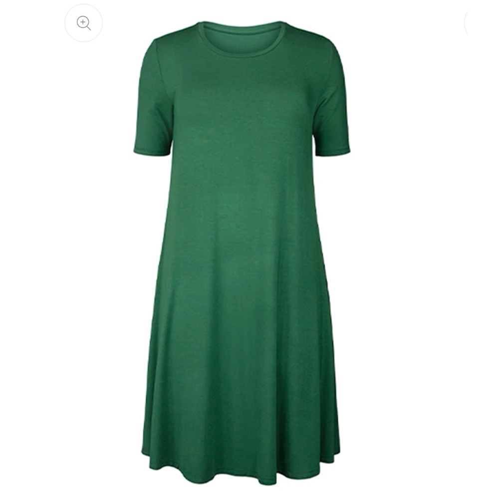Sz S Pink Tartan Jersey Short Sleeve Mini Dress In Forest Green